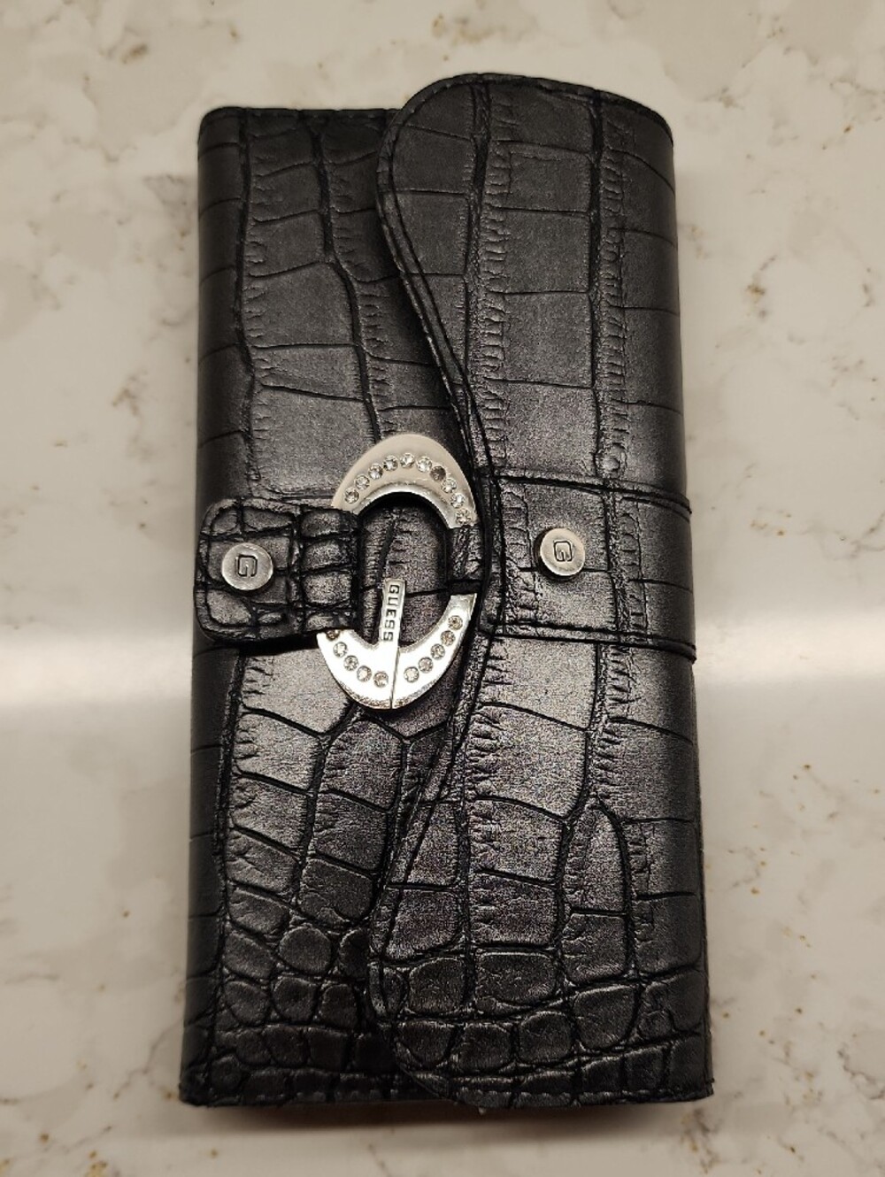 Guess Black Croc-Embossed & Black/Gray Logo Wallet Set - Picture 2 of 11